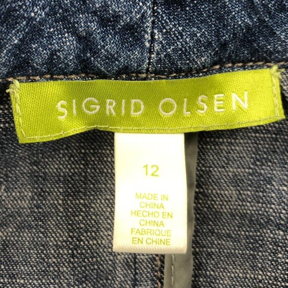 Sigrid Olsen Womens Denim Jean Jacket 12 Embroidered Vintage Button Front Blue - Picture 3 of 14